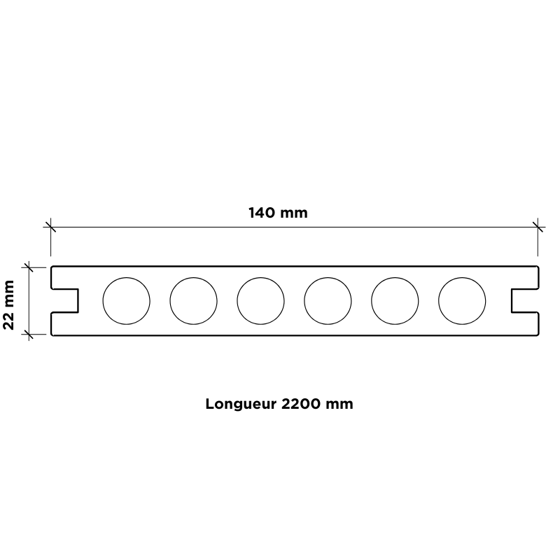 SUPRADECK Anthracite, Lame composite semi-pleine