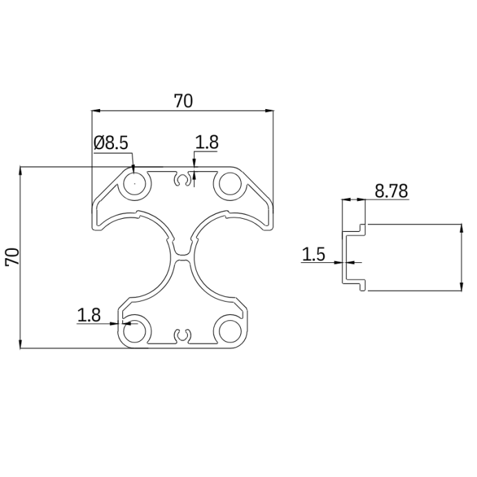 MCFENCE Anthracite, Poteau clôture multiangle à platine [H 0.65m]