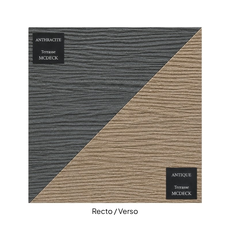 MCDECK Anthracite, Échantillon lame terrasse composite semi-pleine
